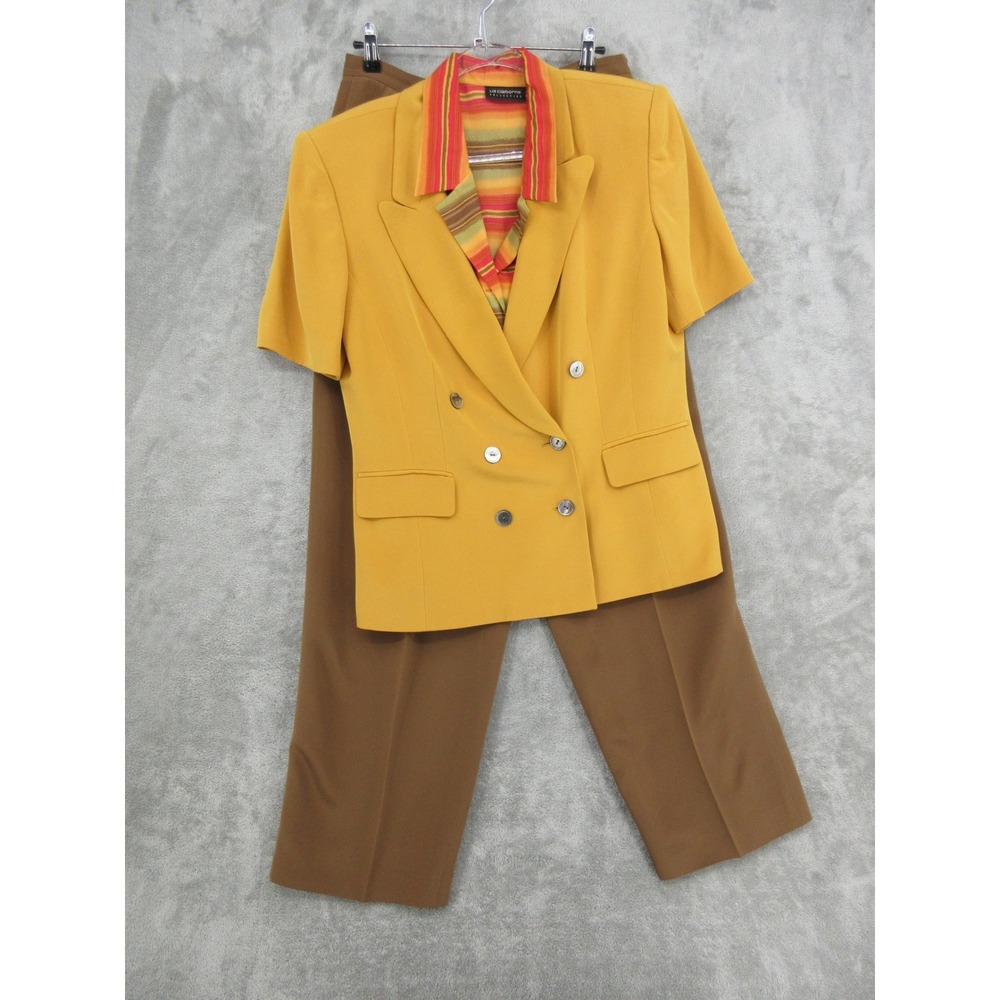 Vtg Liz Claiborne Pant Suit Womens Size 12 Silk 3 Piece Blazer Shirt Trousers